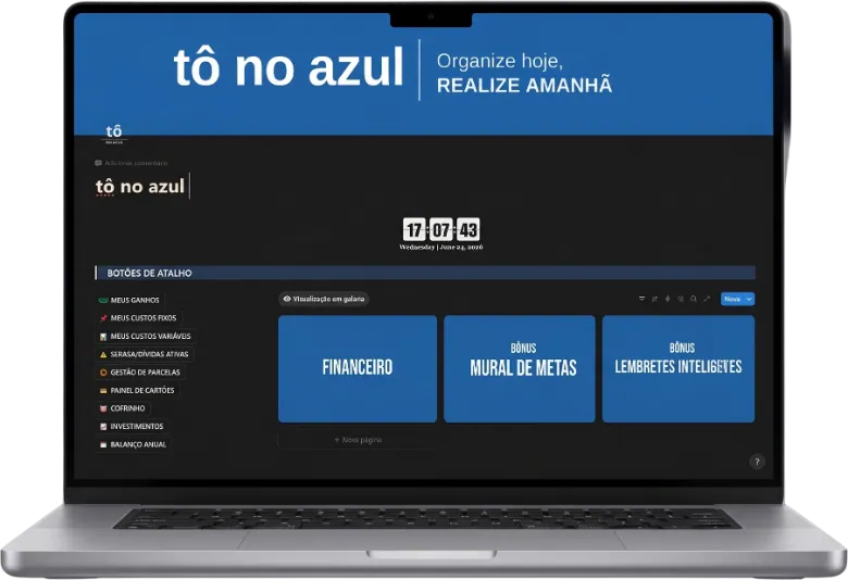 tô no azul no notebook